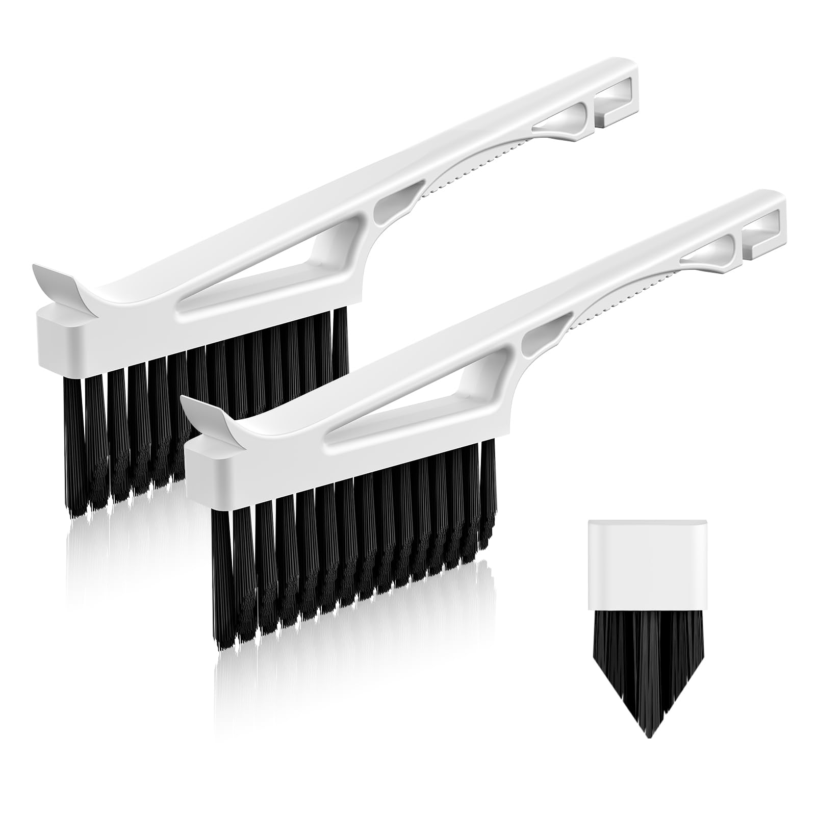 Cleangor Cepillo para Limpiar Azulejos de Baño en Forma de V, Cepillo Limpieza Hogar, Cepillos Cerdas Duras, Cepillos de Limpieza de Grietas, para Cocinas, Inodoros, Ranuras de Ventanas (2, Blanco)