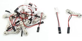39mm BA9S Festoon Dome Adapter T10 Bulb Socket Connector Durable Plastic Metal White Silver Tone (Set of 20)