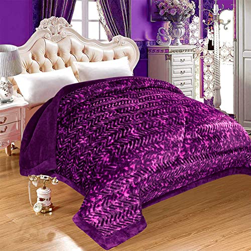 Image of Premium Herringbone Style Microfiber Filled Quilt RAZAI for Heavy Winter (Wine, Double)