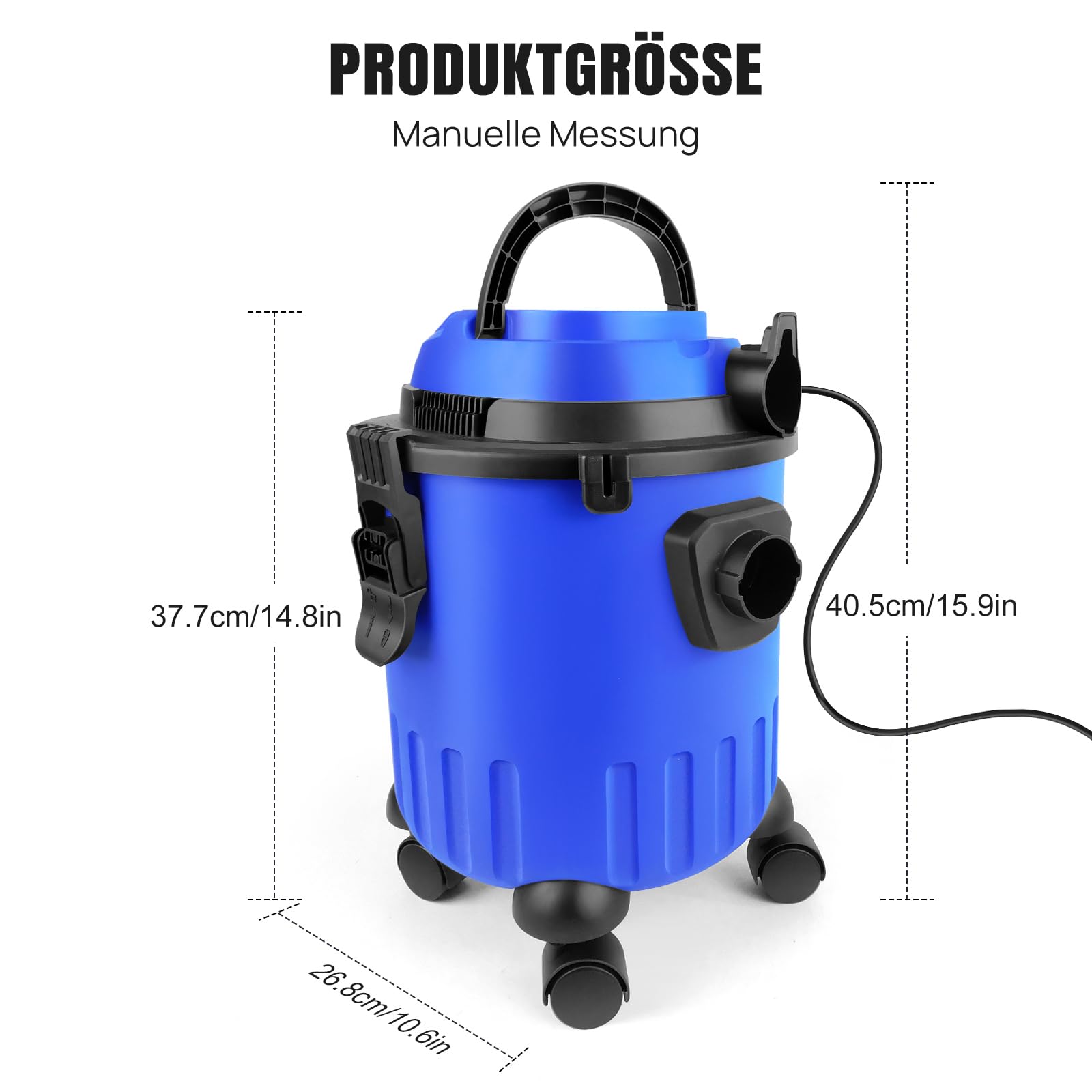 3 in 1, aspirapolvere a secco e a umido, 1200 W, 15 l, multiuso, con funzione di soffiaggio, per fai da te, auto, garage, officina e casa