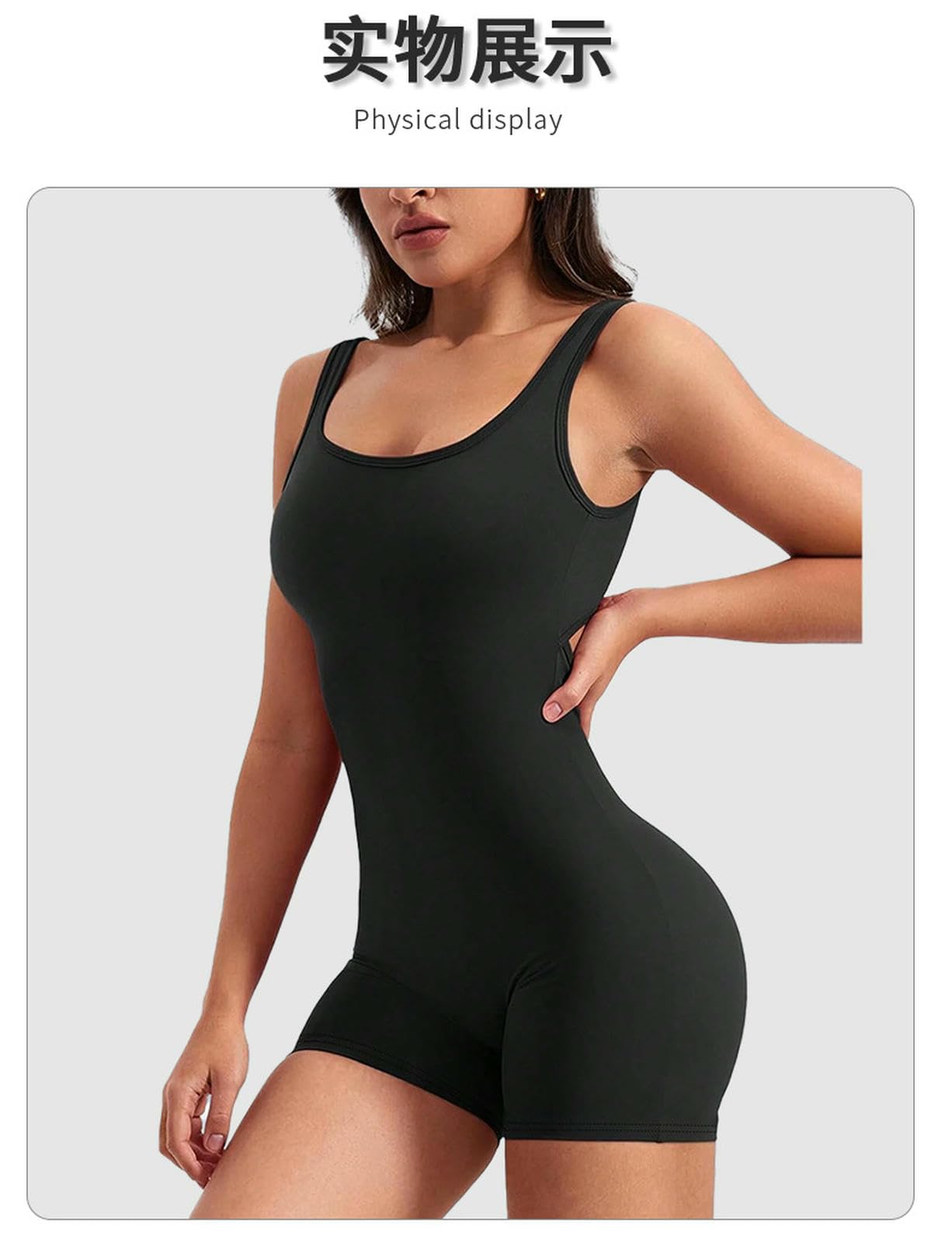 Ropa de Yoga para Mujer Pantalones Cortos Deportivos Levantamiento Caderas con Almohadillas Pecho Apretado Alta Elasticidad-Negro-l