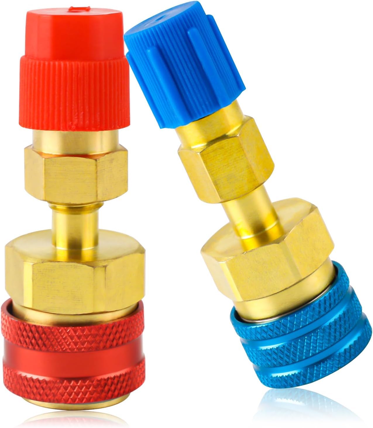 R1234YF vers R134a Adaptateur Kit de raccord rapide R1234yf Ensemble de recharge de réfrigérant Raccord rapide haut bas côté pour évacuation et recharge de tuyauterie de climatisation
