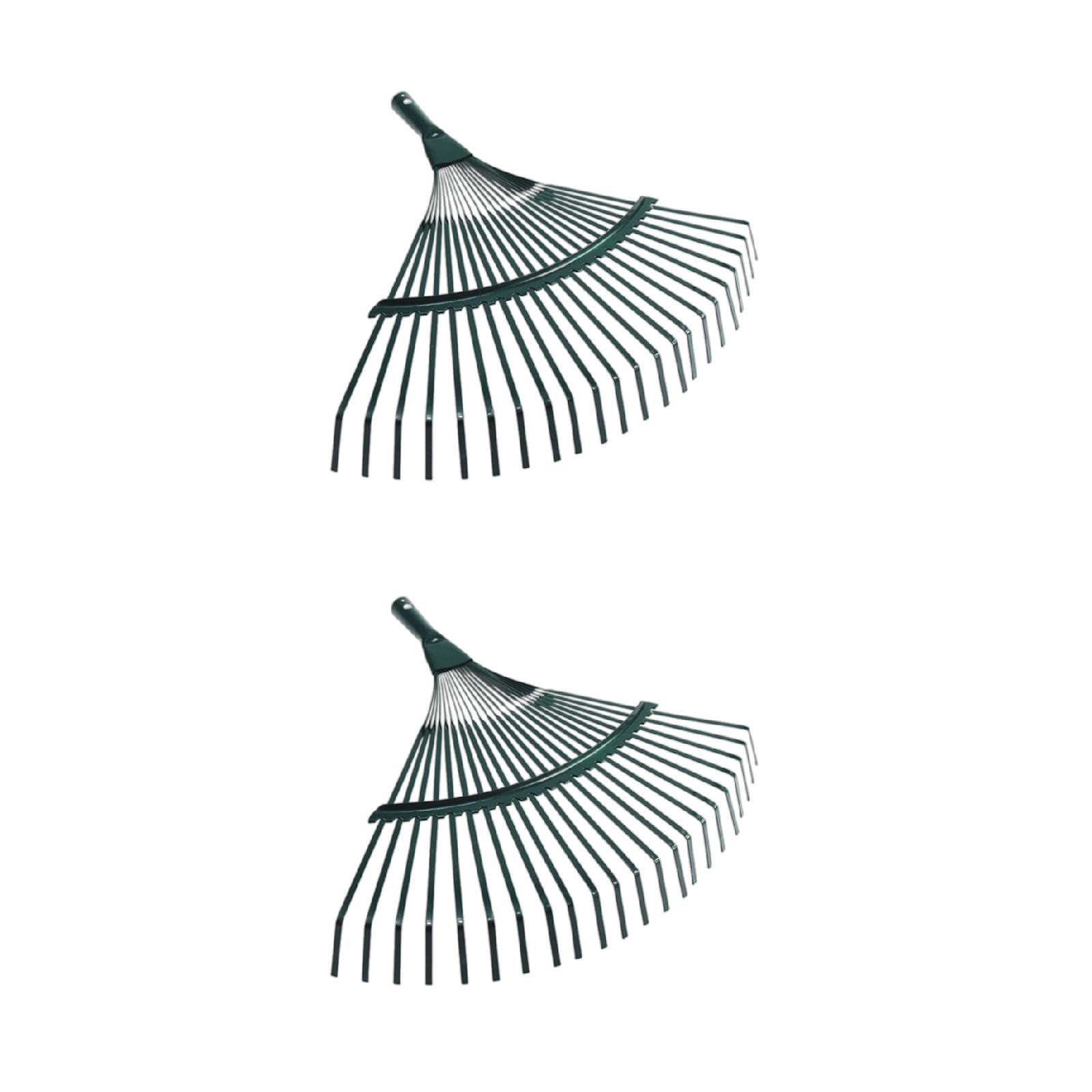 Ulepszone 42 cm, 22-zębowe, stalowe grabie wachlarzowe do wymiany głowicy na trawniki ogrodowe, patio i podwórka, liście, mech, wysoka zawartość węgla, 2 szt.