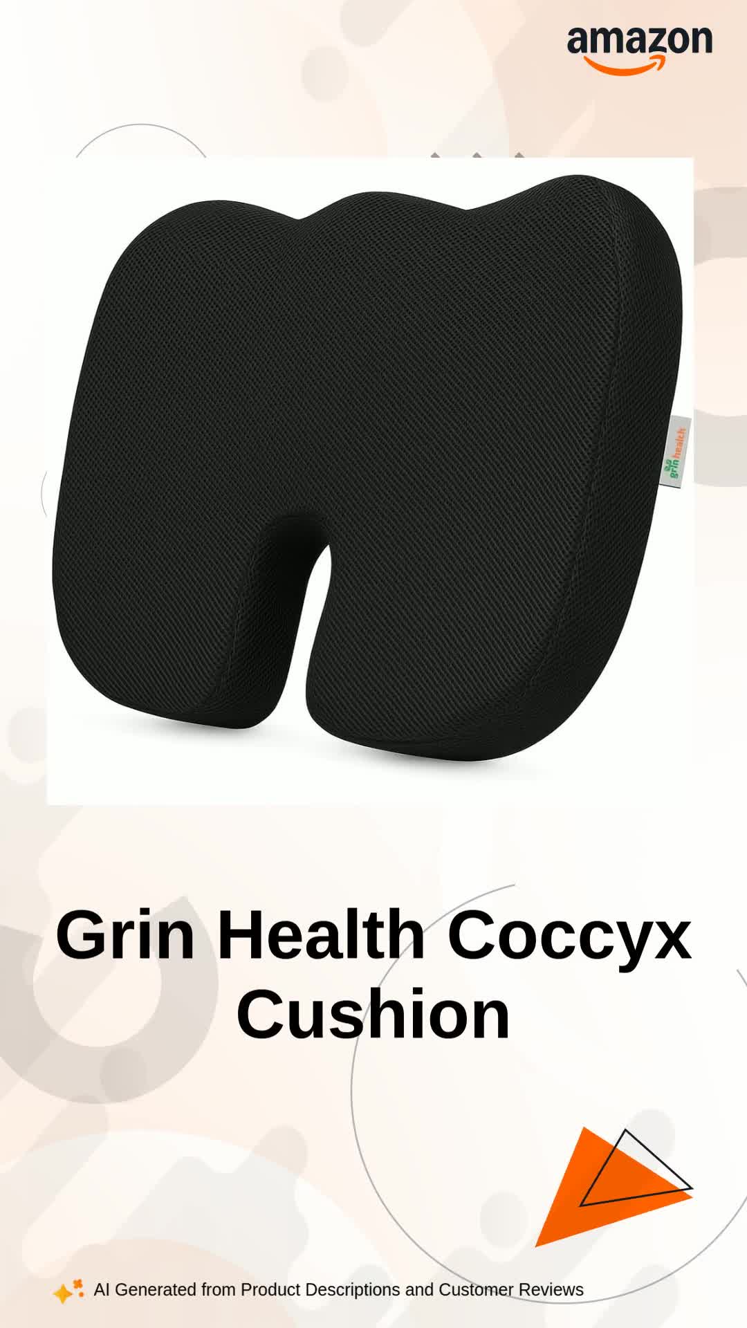Grin Health Orthopedic Coccyx Seat Cushion | Ortho-Response Memory