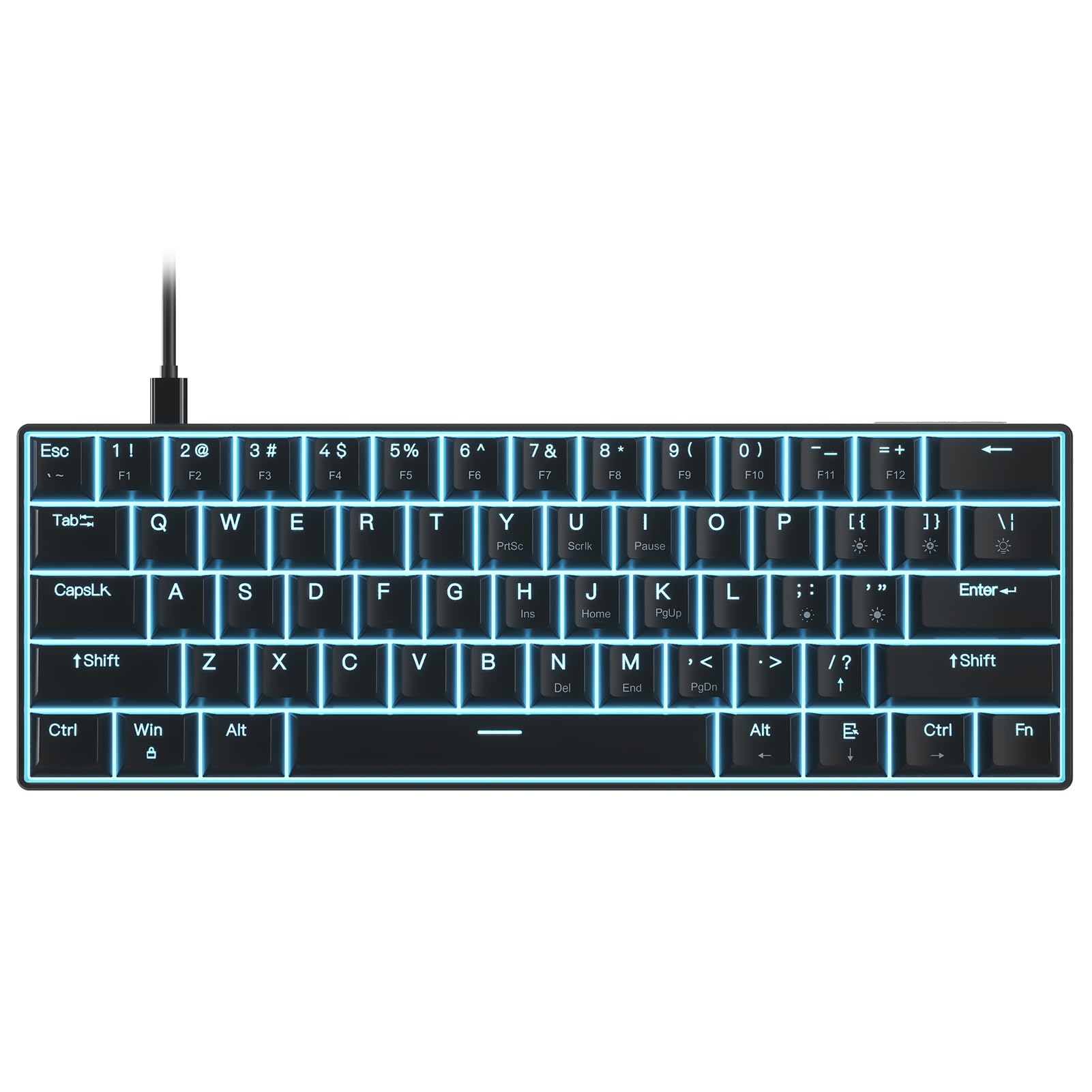 Eacam USB Wired 61Key Mechanical Keyboard LED Backlit Supports Blue Switch/Red Switch