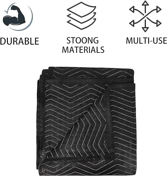 Image of Moving Blankets Heavy Duty Professional Packing Blanket for Moving Environmental Supplies Pack of (4, (72 * 80)-Black)
