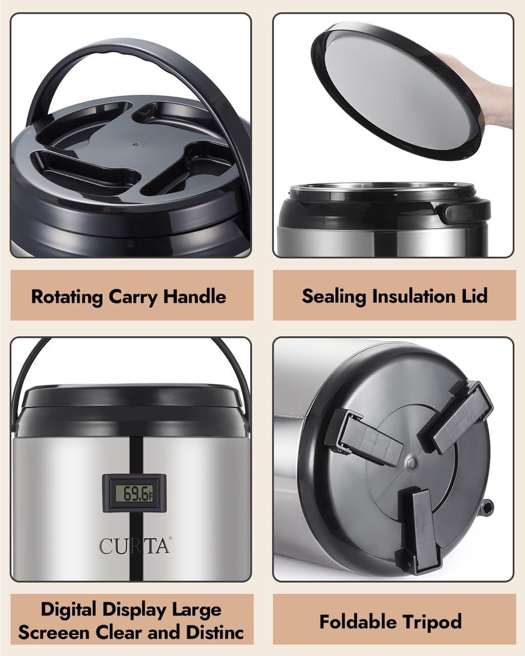 Dispensador de bebidas aislado de acero inoxidable, dispensador térmico de bebidas de café caliente y frío con espiga para agua caliente, té y café, leche fría, jugo y más, verde azulado, 10 litros