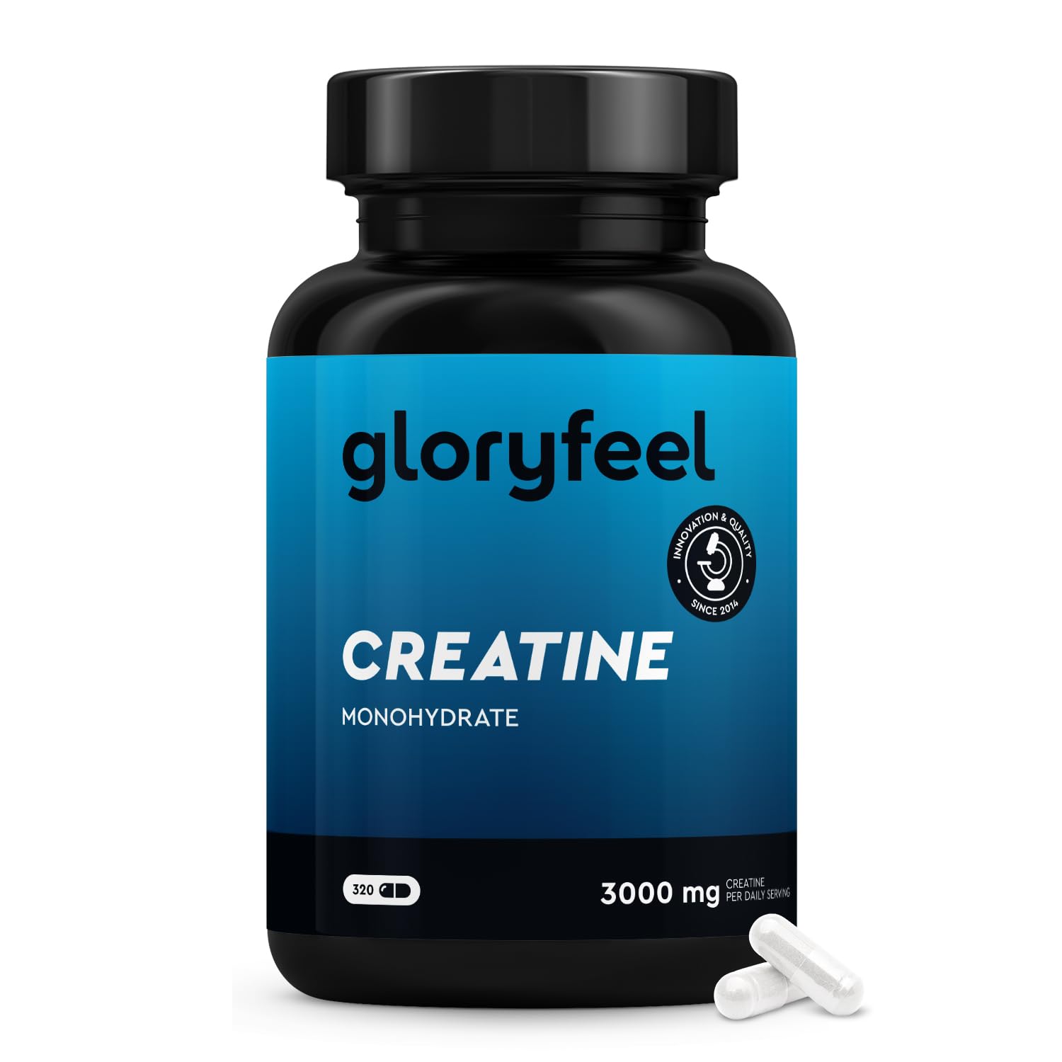 Créatine Pure Hautement Dosée (320 Capsules), 3000 mg de Creatine Monohydrate par Dose Journalière, Améliore les Capacités Physiques*, Haute Biodisponibilité, 100% Végétalien et Sans Additifs