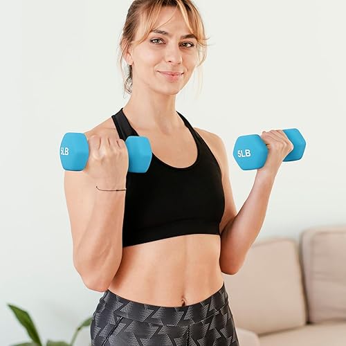 Miniatura 3 de MADOG - Juego de mancuernas hexagonales con revestimiento de neopreno antideslizante para equipo de gimnasio en casa, entrenamiento de fuerza