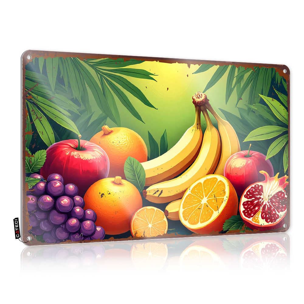 IBWNBBUSN Man Cave Sign Funny Fresh Tropical Fruits In Vibrant Colors Tin Sign Funny Signs For Home Bar Bar Sign For Outdoor Bar(30X40CM)