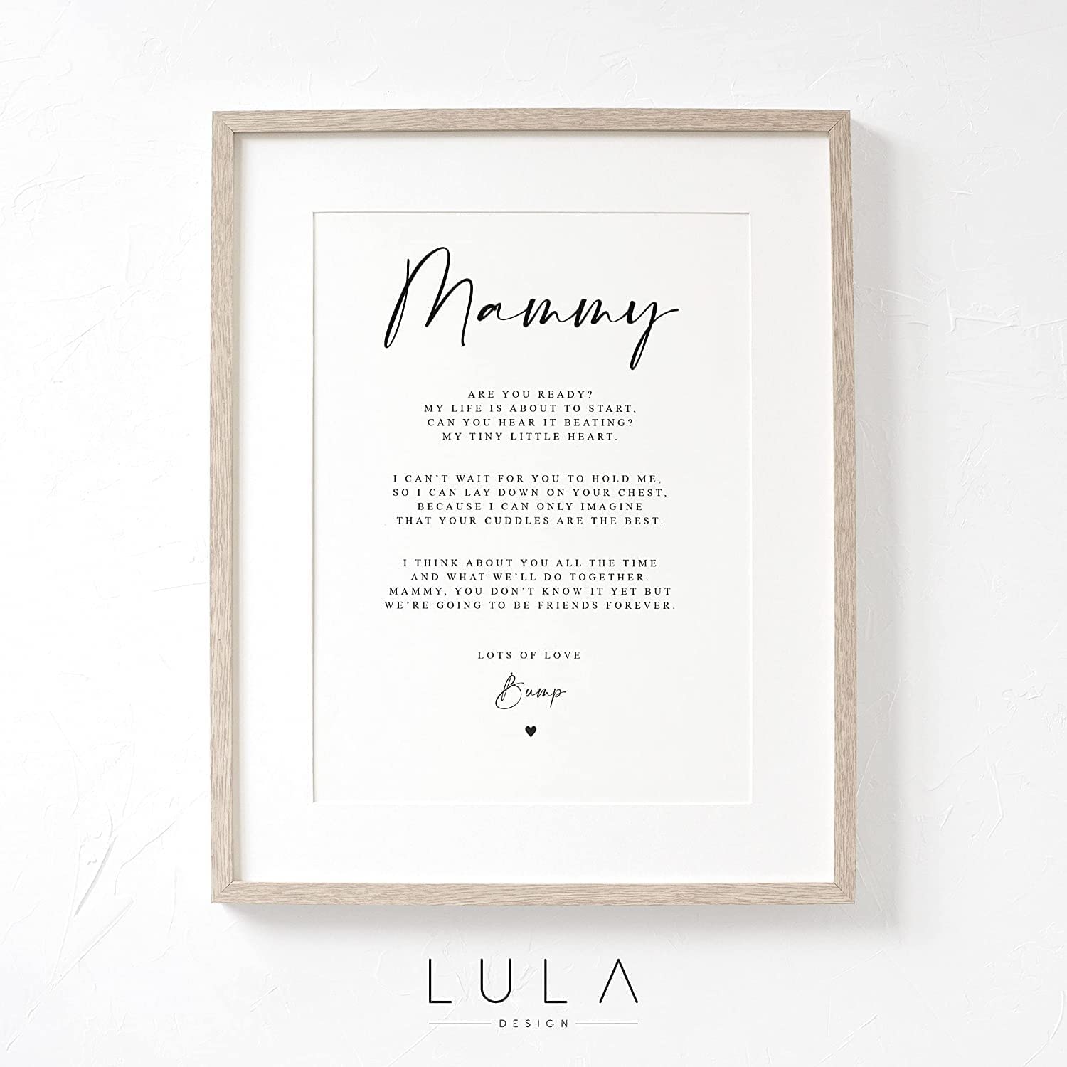 Lula Design MAMMY to be Poem from Bump A4 A5 PRINT, Mammy to be Mothers Day Gift, Pregnancy Announcement, Mam, Bump to Mammy, Mammy to be Gift, New Mam