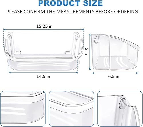 Miniatura 2 de Paquete de 2 unidades pieza de repuesto mejorada de 240356402 para puerta de refrigerador, compatible con estante de puerta de refrigerador