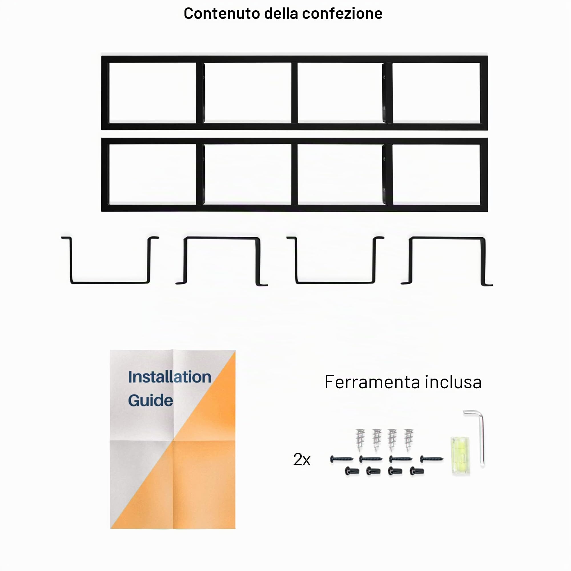 Set di 2 mensole galleggianti in metallo da 34 pollici, per supporto a parete, per CD e DVD, colore: Nero