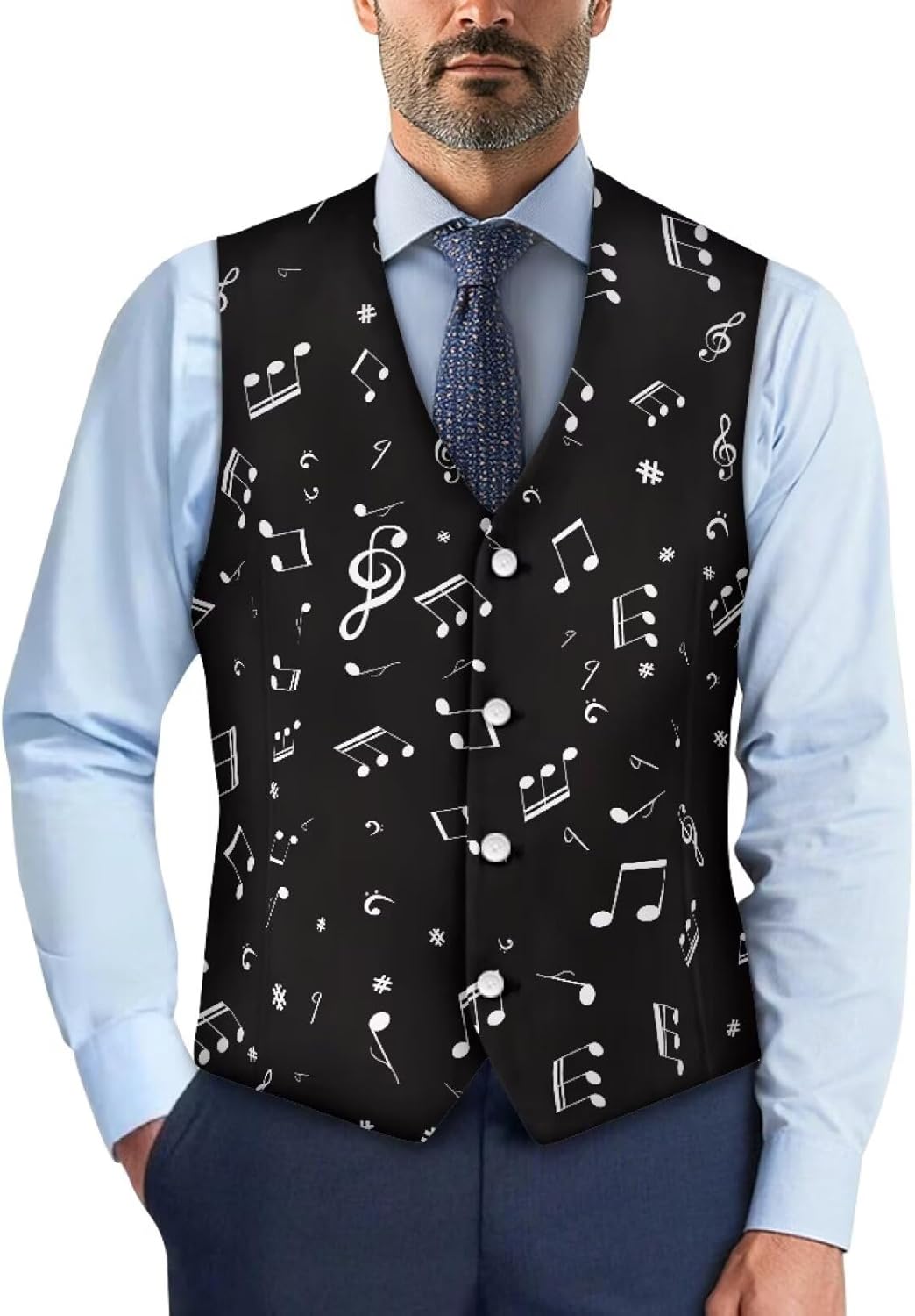 Men's Holiday Suit Vest Lightweight Waistcoat Slim Fit Jackets V Neck Button Down Vest for Festivals