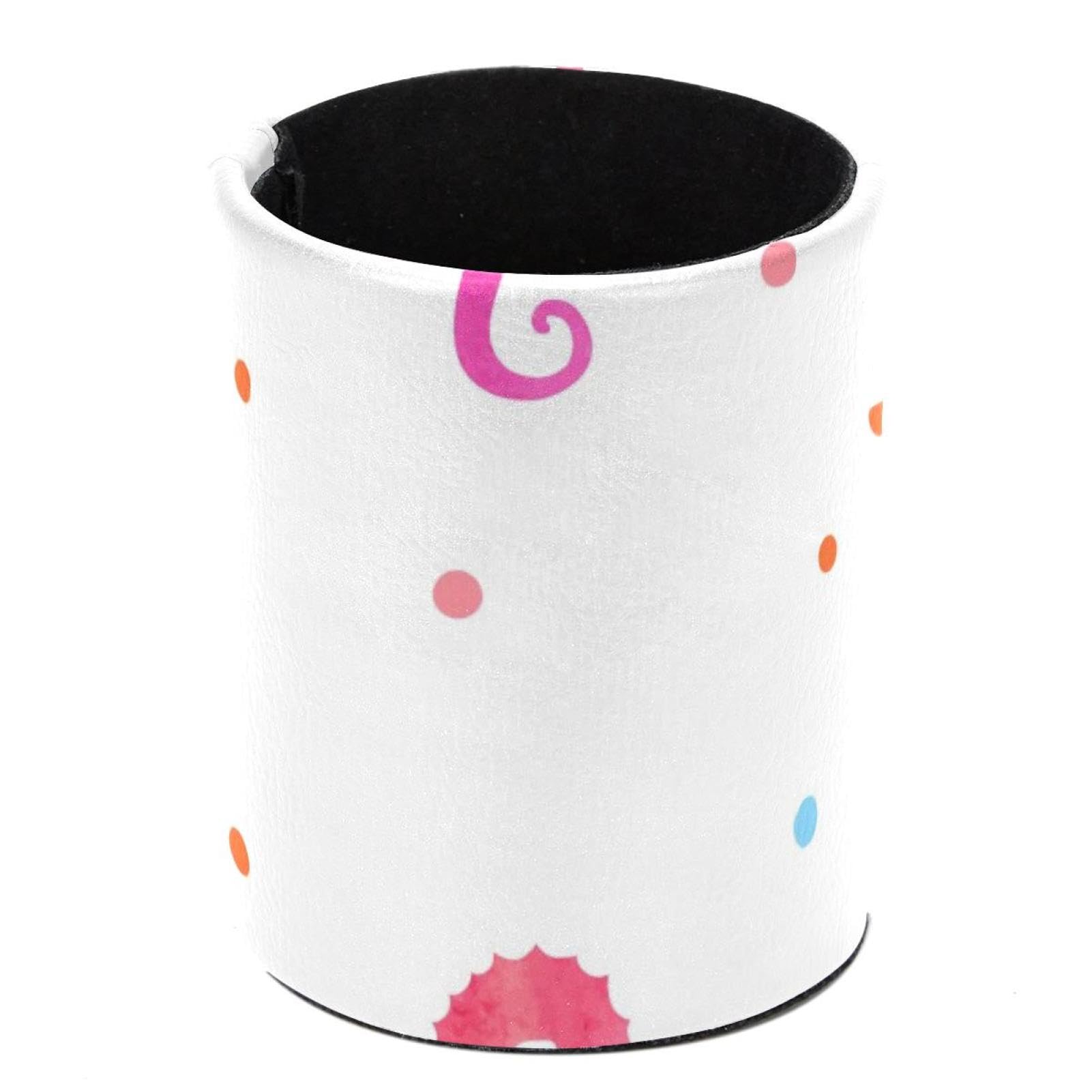 Eslifey Pen Holder Round Pencil Holder for Desk, Watercolor Sea Horses Colorful Seahorse Pattern Pen Pot Pen Cup Makeup Brushes Holder Stand Display Desk Stationery Organiser for Home Office School