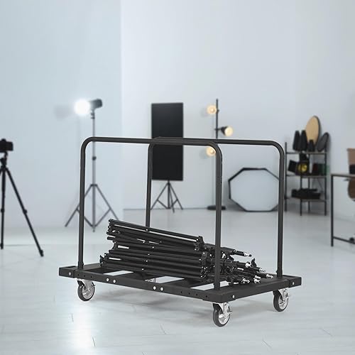 Miniatura 8 de VEVOR Carrito de mesa plegable, carrito de mesa resistente de 1800 libras con ruedas giratorias de 5 pulgadas, carrito de escritorio negro para