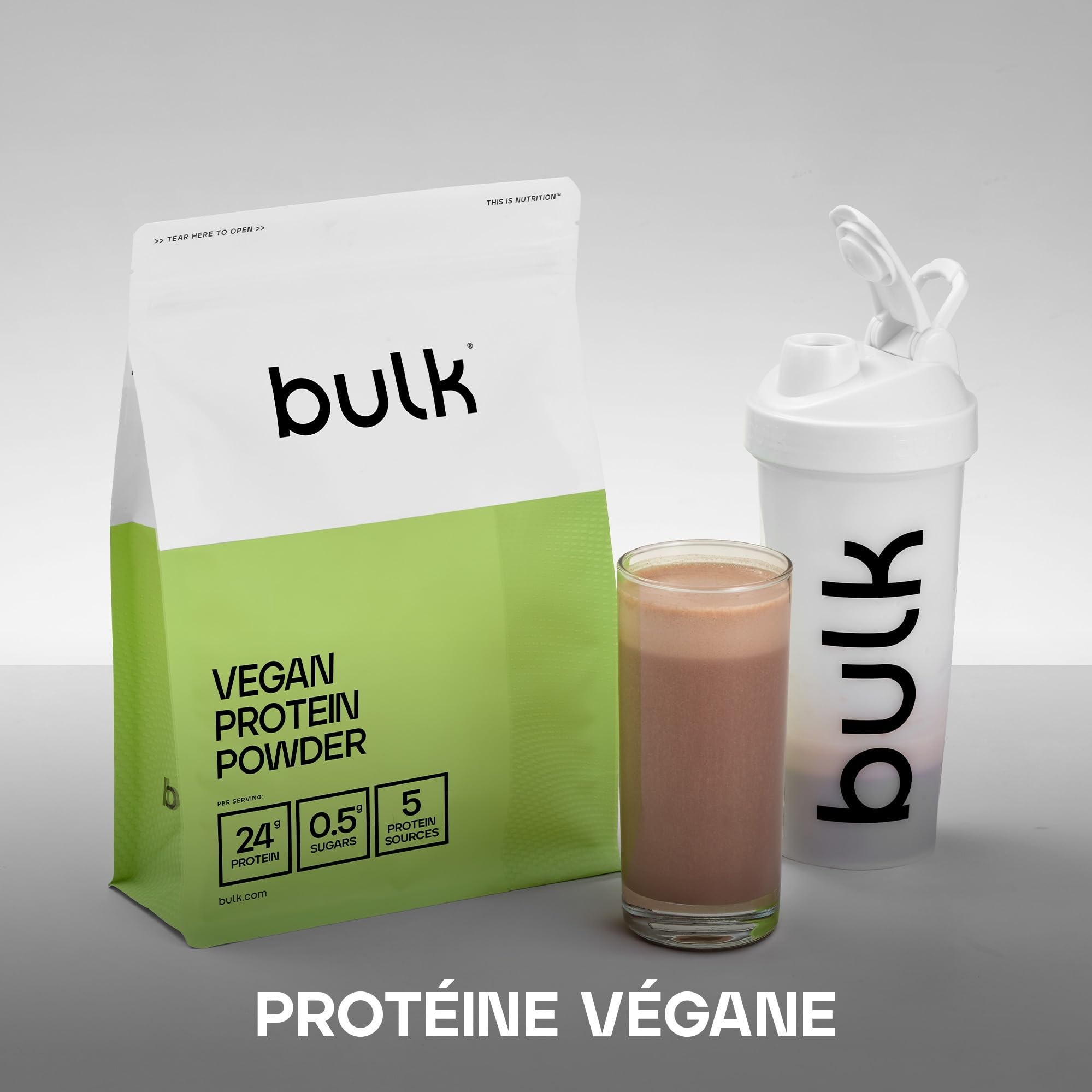 Bulk Vegan Protein Powder, Shake protéiné végétal, Chocolate Peanut, 2.5 kg, New & Improved Formula