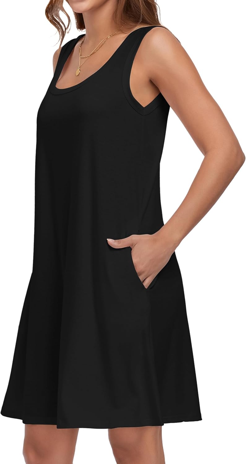 elescat Sundresses for Women Casual Loose Summer Dresses Sleeveless U Neck Tank Dress with Pockets - Image 5