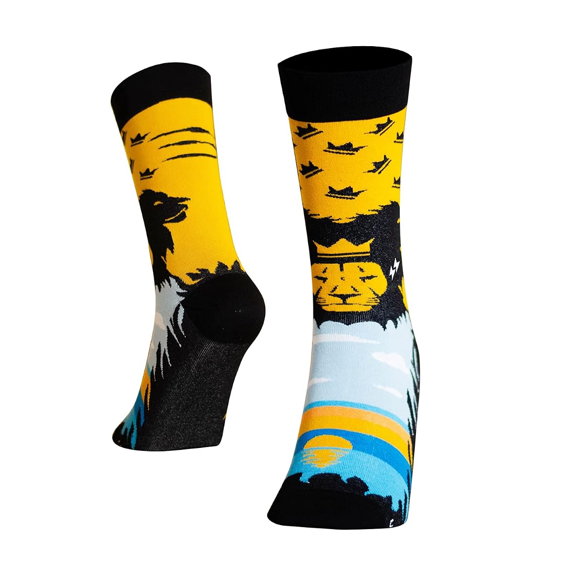 SOCK STELLAR Premium Crew length Cotton Socks for men -Lion King Edition (blue,