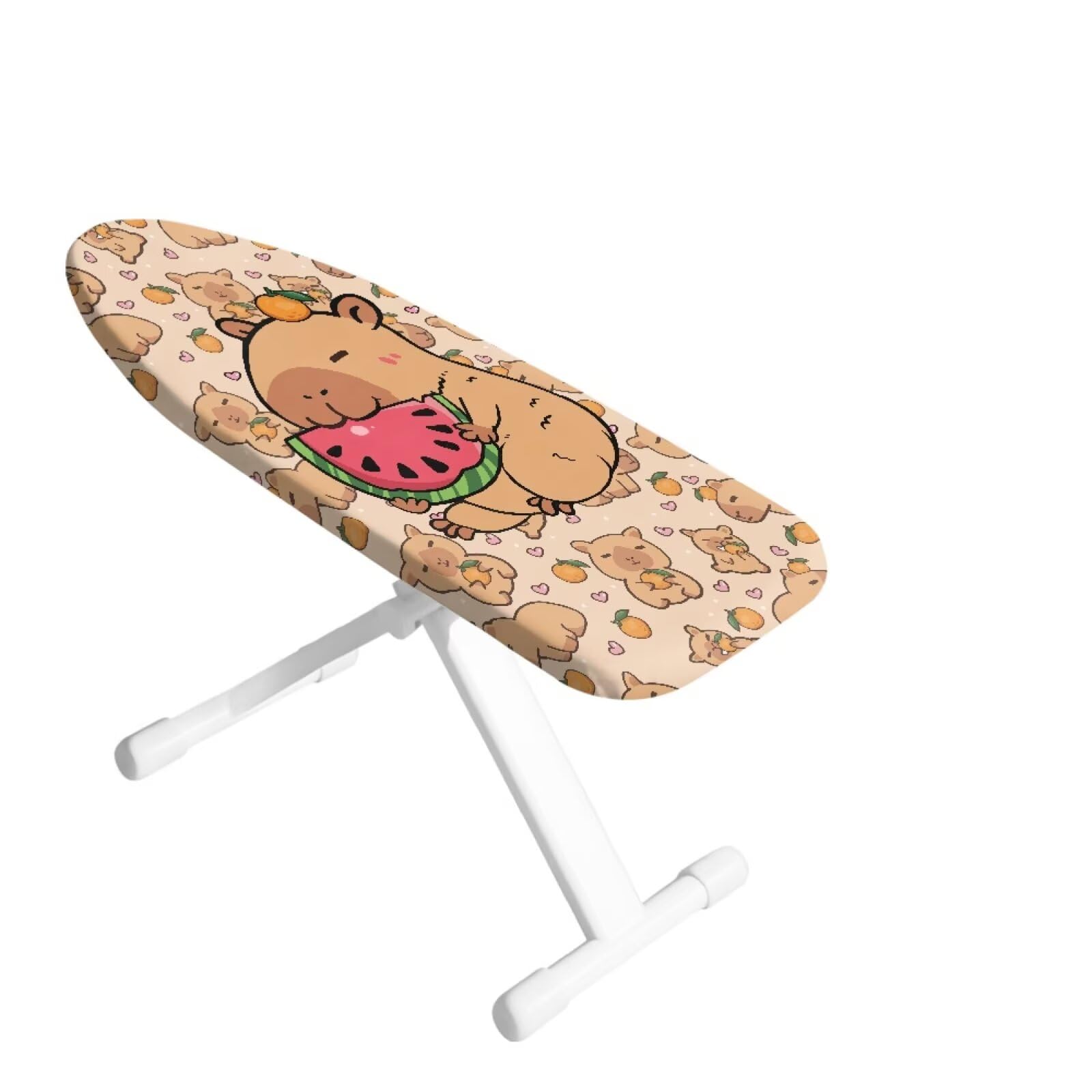 ASQVYIFE Capybara Iron Board Cover with Elastic Edges for Home Watermelon Dorm Mini Ironing Boards for Small Spaces Animal Hook and Loop Fastener Strap Table Top Ironing Board Cover