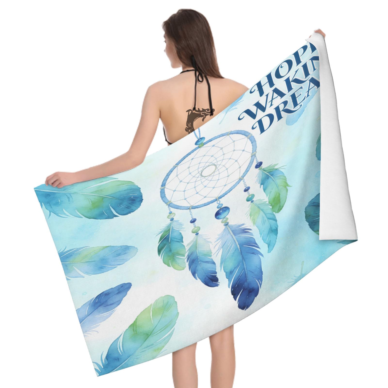 Leichong 3D Feather Beach Towel Microfiber Soft Quick Dry for Adults, Feather Print Bath Towel Lightweight Soft Absorbent for Travel Swimming Pool Sports, 75 x 150 cm