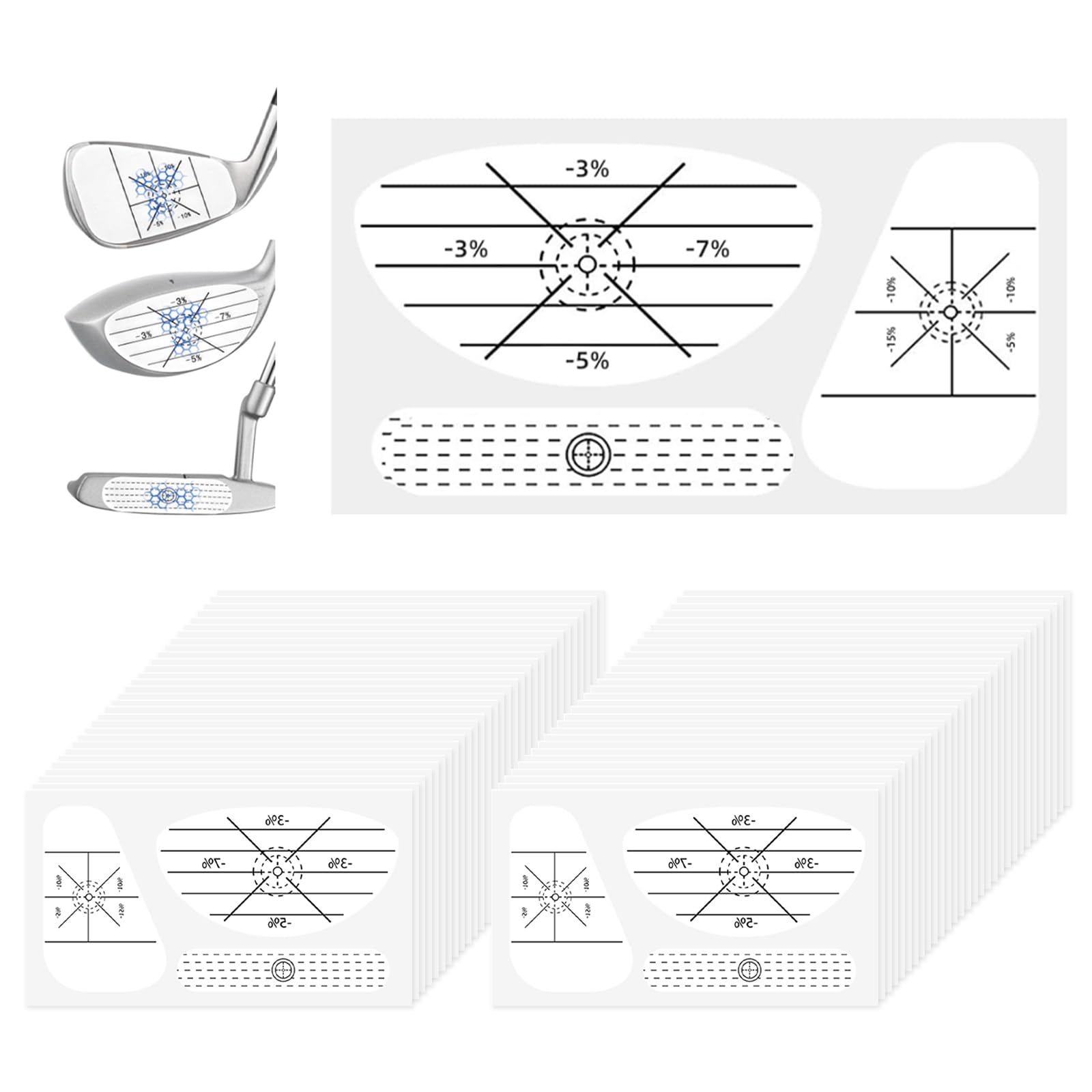 flintronic Golf Impact Tape, 180PCS Self-Teaching Sweet Spot and Shot Consistency Analysis, Golf Club Face Stickers for Woods Irons and Putters, Improve Swing Accuracy & Distance