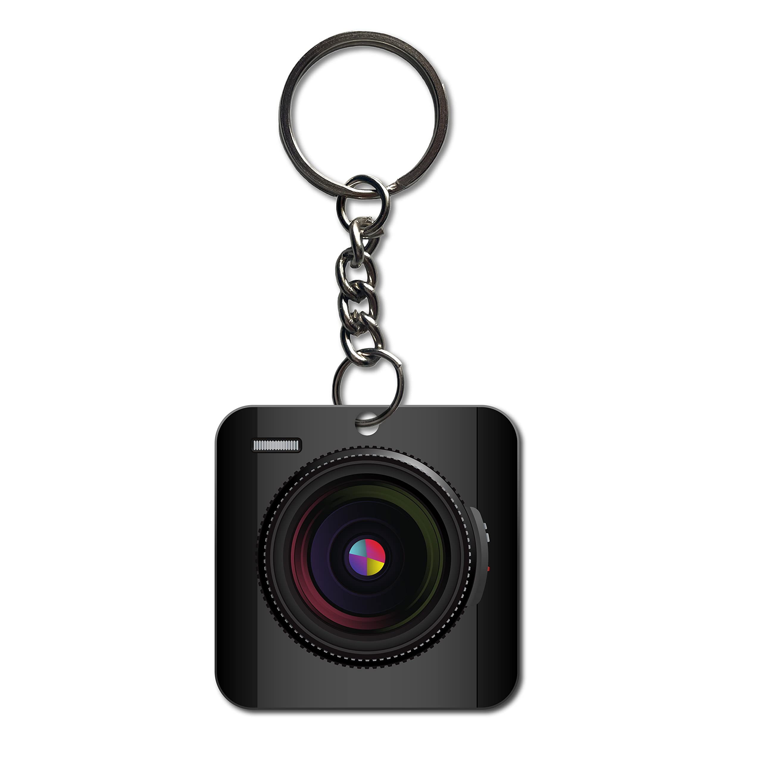 signoogle Printed Camera Lens Theme Keychain Bike/Car/Men/Women/Bag Key Tag Keyrings Multicolored (2.5 x 2.5 Inch)-picture-34