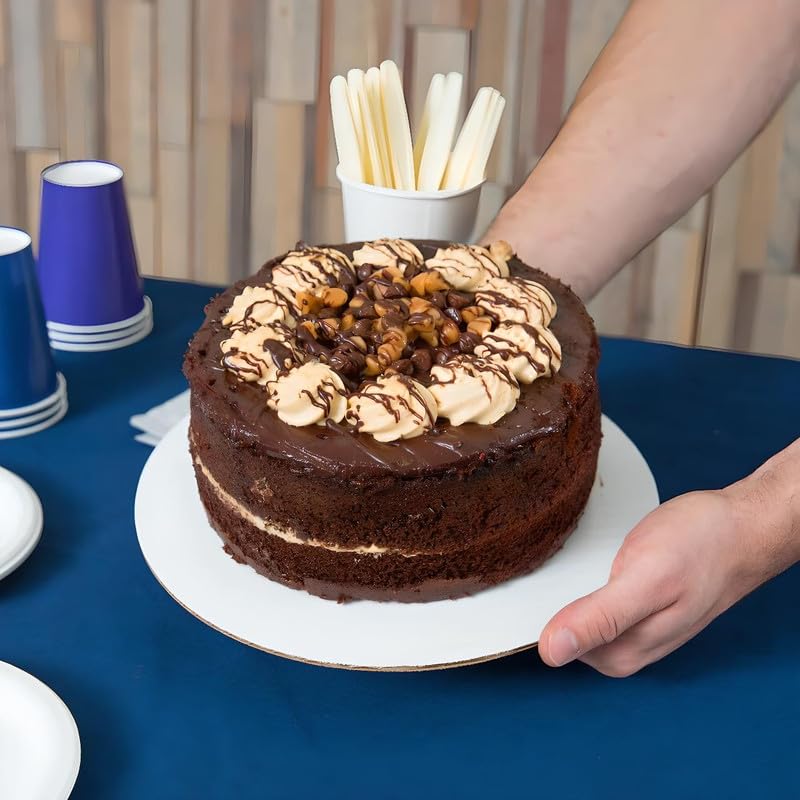 OCS Parts 50-Count 10" Round White Cake Boards | Heavy Duty Grease Resistant Food Grade Disposable Cardboard Cake Circle for Home Baking, Bakeries and Restaurants