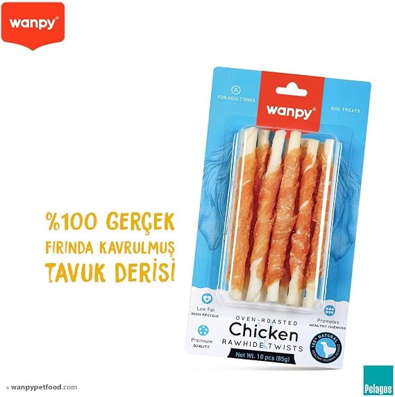 Wanpy Tavuk Sargılı Çiğneme Çubukları 85 g, Köpek Ödülü