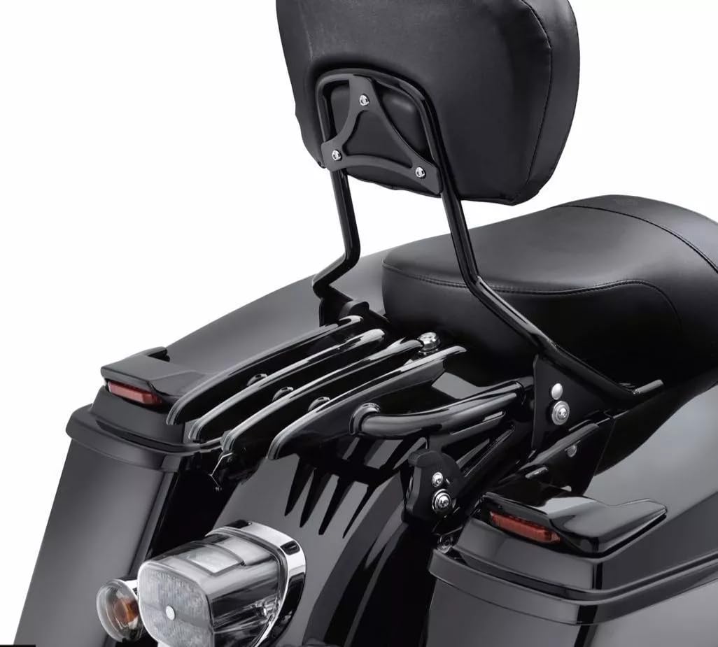 H RUO Stealth Gepäckträger, schwarz, Abnehmbarer Gepäckträger, kompatibel mit Harley Davidson Street Glide Road Glide Road King Electra Glide Ultra Limited 2009–2024