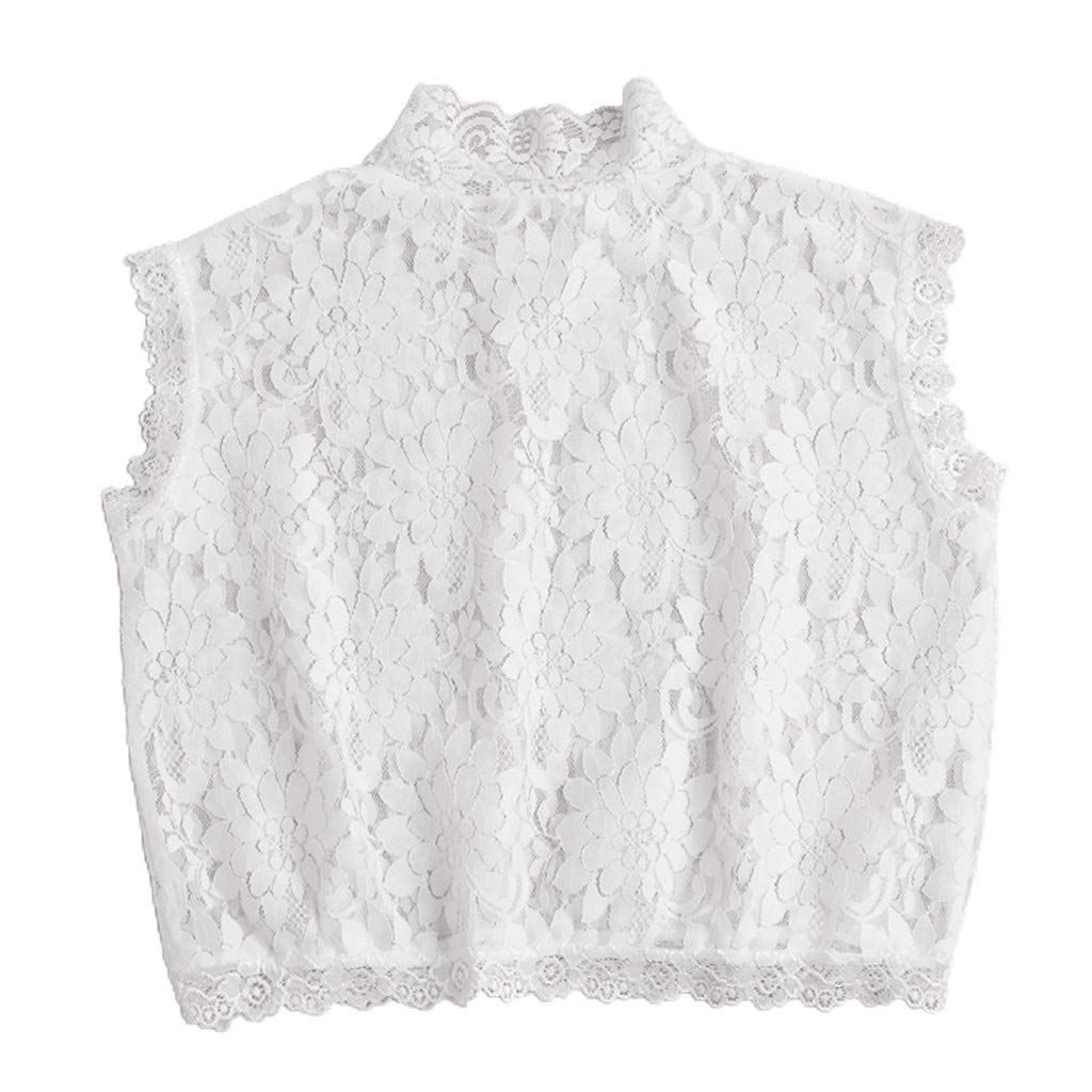 Joykk Women's White Floral Lace Fake Collar Turtleneck Detachable Dickey Half Blouse - ,37Cm(14.57In)