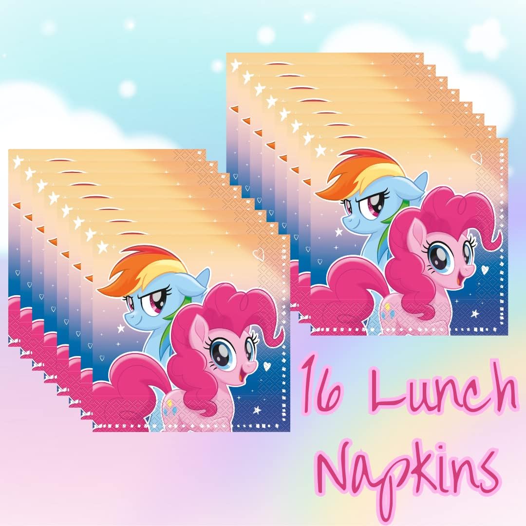 My Little Pony Party Supplies, My Little Pony Birthday Decorations, Plates, Tableware, Party Pack for 16 Guests, Pink and Blue Theme