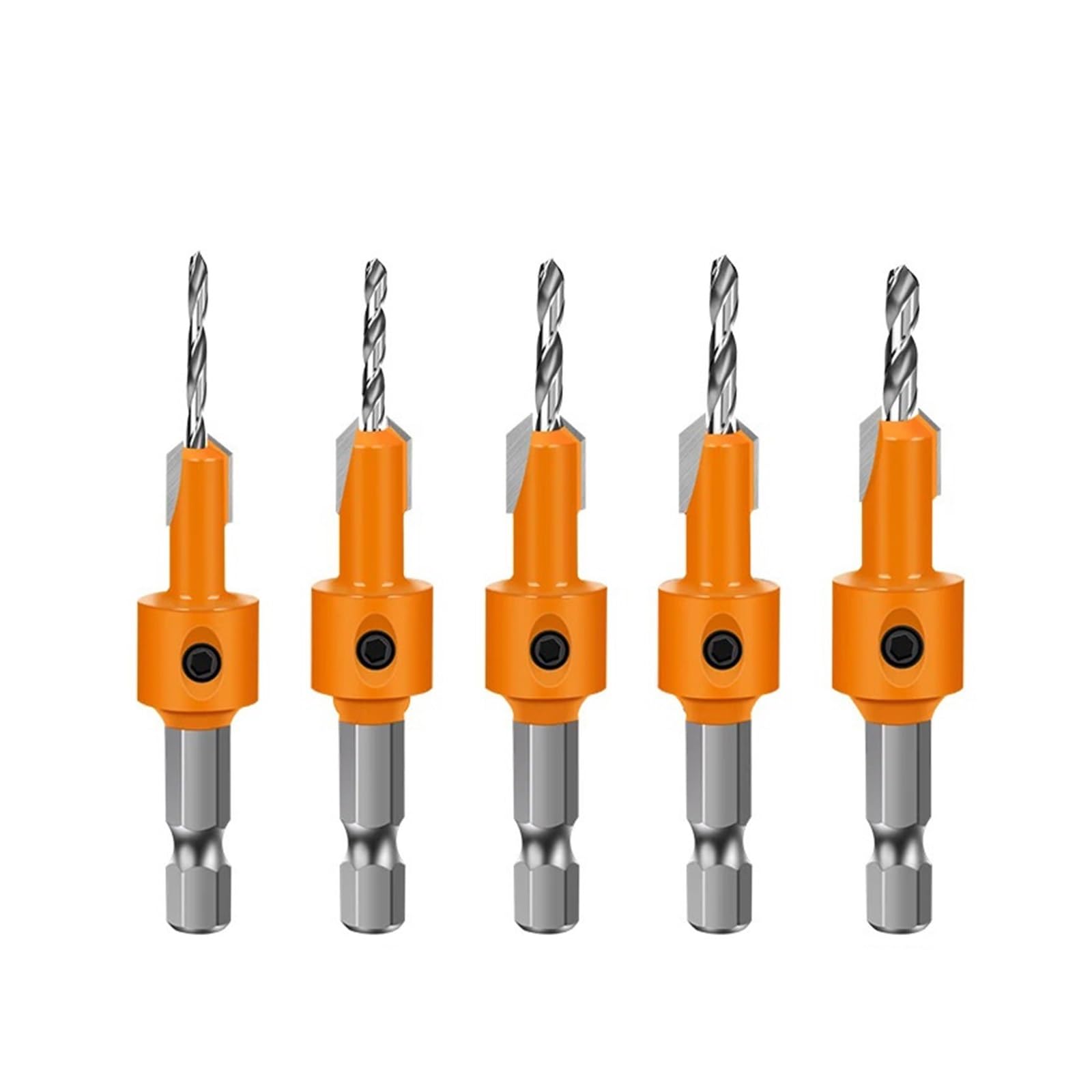 1/5 szt. sześciokątny trzpień HSS frez do drewna z pogłębiaczem stożkowym, wykrętak do śrub Remon Demolition do frezów do drewna(5pcs set)