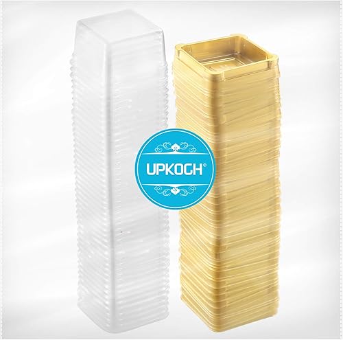 Miniatura 6 de 50 cajas cuadradas de plástico para pastel de luna, caja de embalaje de postre dorado, caja de un solo recipiente, contenedor de hojaldre de yema de