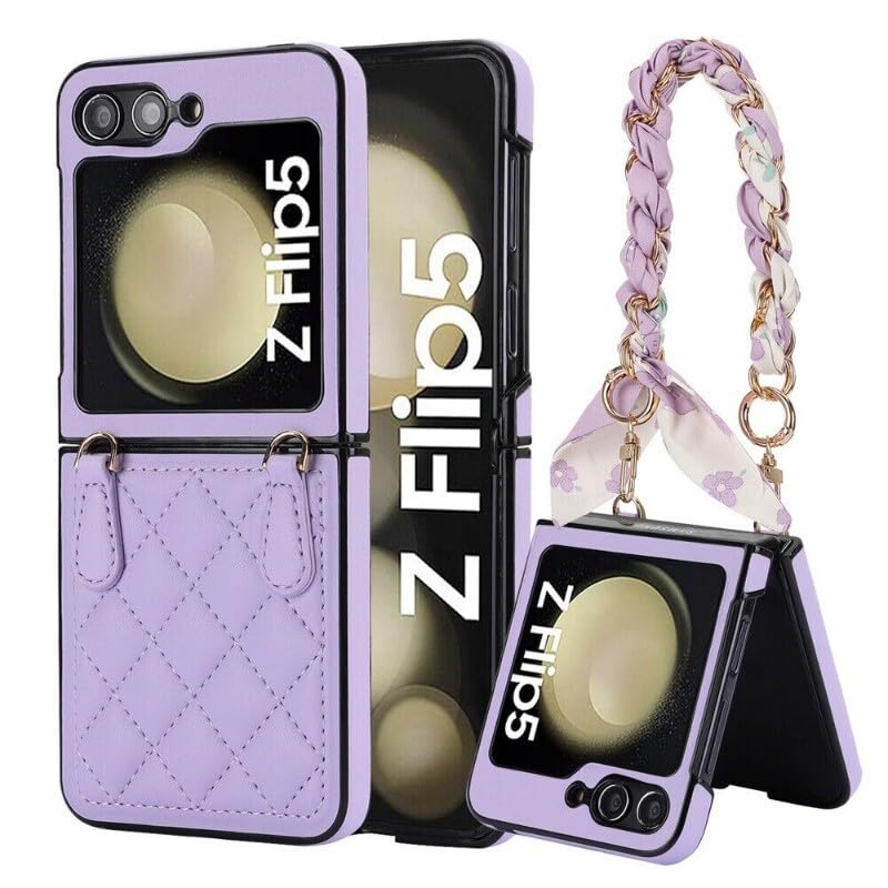 Coque Samsung Galaxy Z Flip 7 violette à bandoulière pour vos sorties en ville
