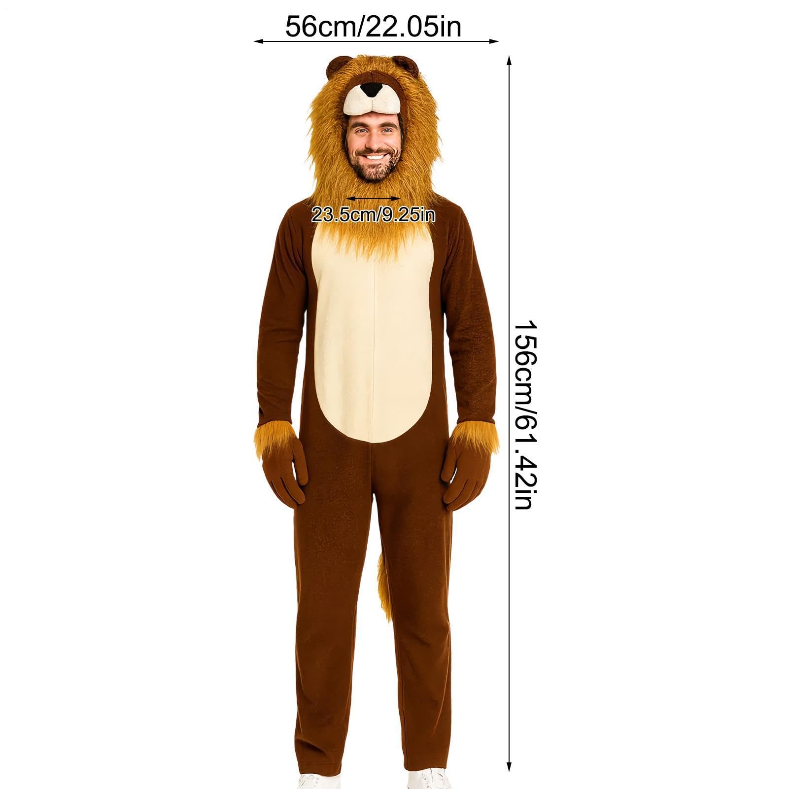 Onesie Lew Realistyczny Kombinezon Zwierzęcy | Lew Strój Halloween Dla Mężczyzn Na Halloween, Teatr, Szkolne Przedstawienie, Konwent Komiksowy I Występy Sceniczne