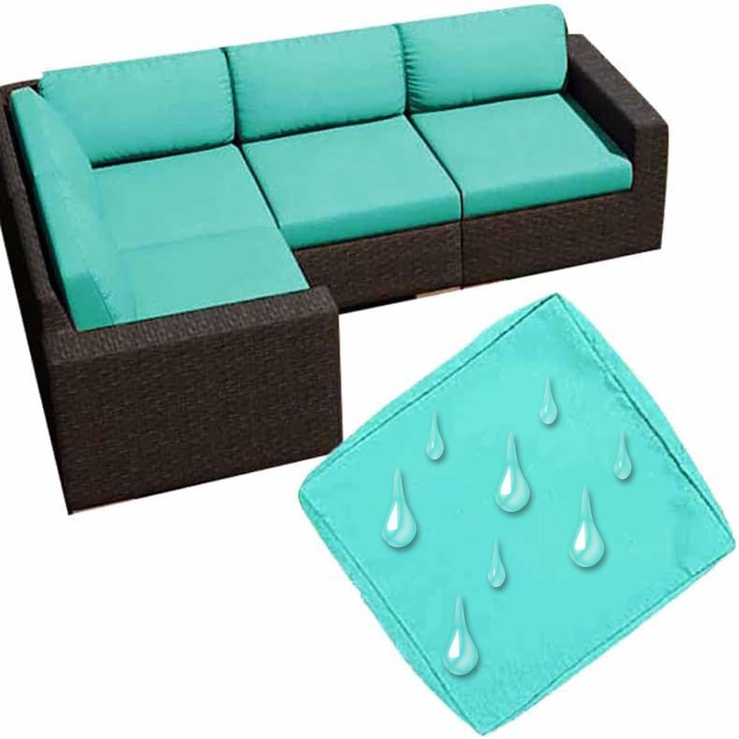 Uwobtn Color19 Replacement Outdoor Cushion Covers Waterproof, 50X50 60X60 Garden Sofa Seat Cushion Slipcover With Zipper, Removable Patio Cushion Covers For Indoor Outdoor Rattan Furnitur(,50X50x5cm)