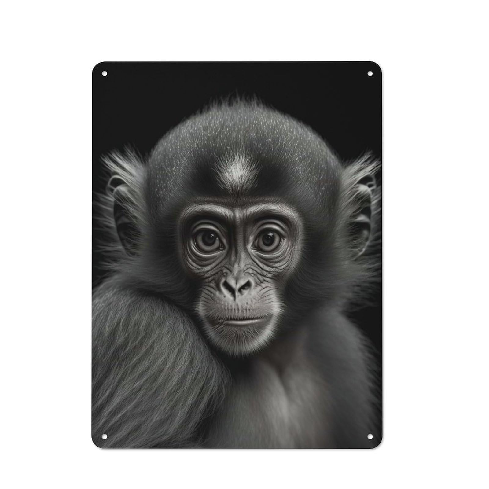 Junmoney Style-21 For Home Office Or Studio, Portrait Of A Monkey Vintage Tin Sign 40X30cm, Tin Sign Wall Decor For Home Offices And Studios