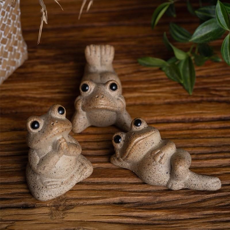 Estatua hecha a mano Té de arcilla púrpura para mascotas Ceremonia de té de porcelana para mascotas Juego de ceremonia de té de rana Té para mascotas Sala de té Chino Bandeja de té Accesorios de