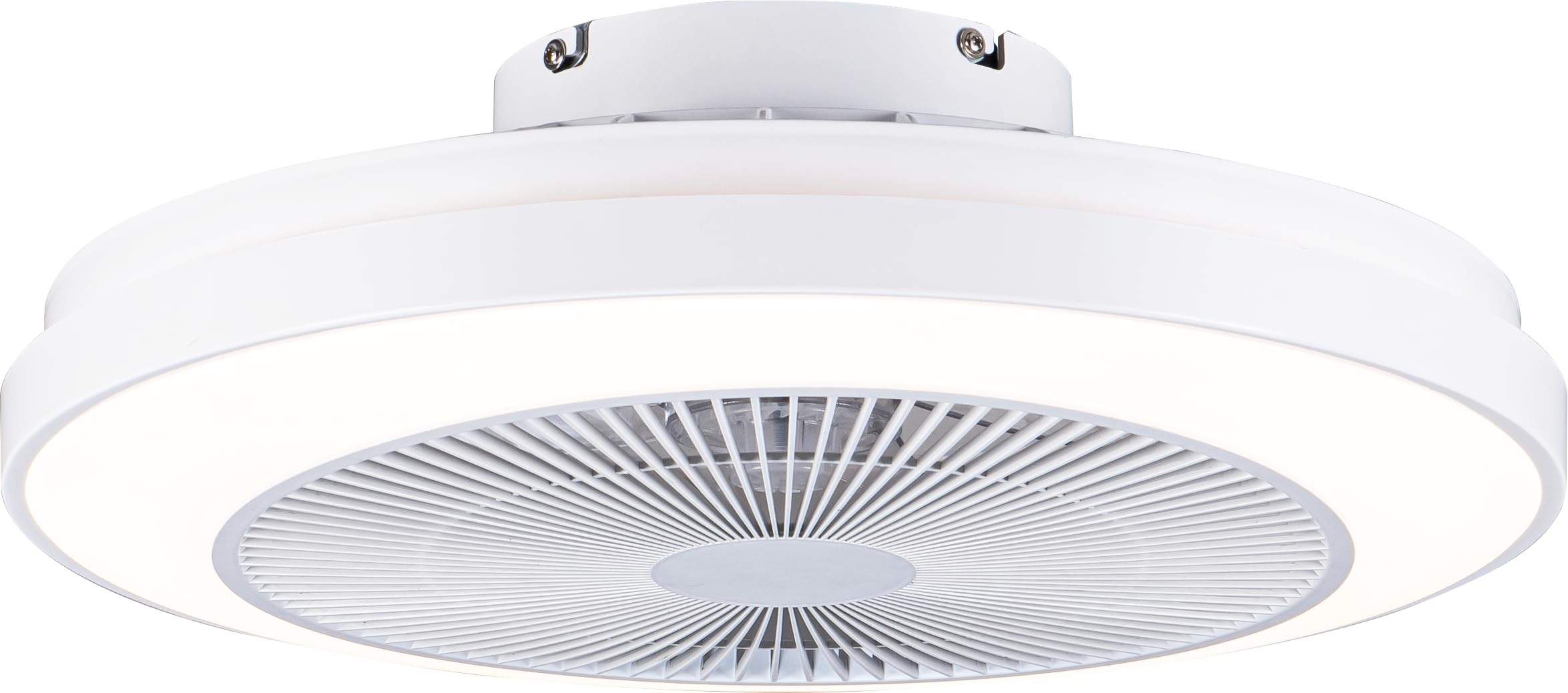 Wellspeed Modern LED Ceiling Fans with Lights with Remote Control, 48cm White Low Profile Flush Mount Modern Ceiling Fan with Lamps, Quiet, Dimmable for Bedroom, Kitchen Dining Room