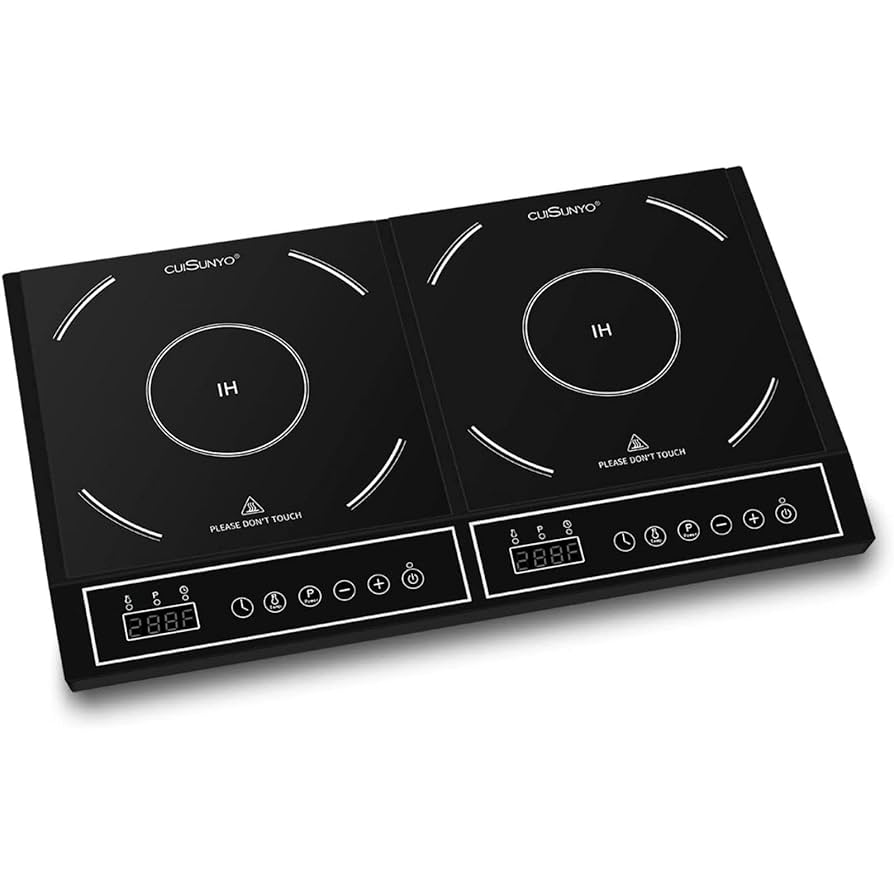 AOBOSI 1800W Double Induction Cooktop, Low Noise, 2 Burners, 10 Temperature Levels, 3-Hour Timer