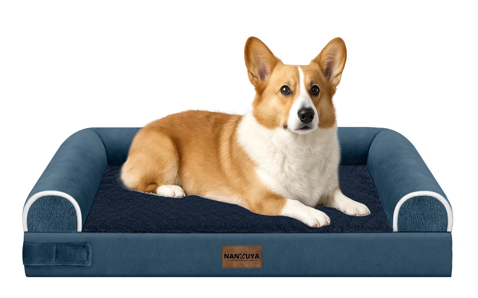 Medium Large Dog Bed Orthopedic Washable: Beds Bolster Medium Large Sized Dog Bed Egg Crate Foam Couch Sofa Waterproof with Removable Cover - Navy