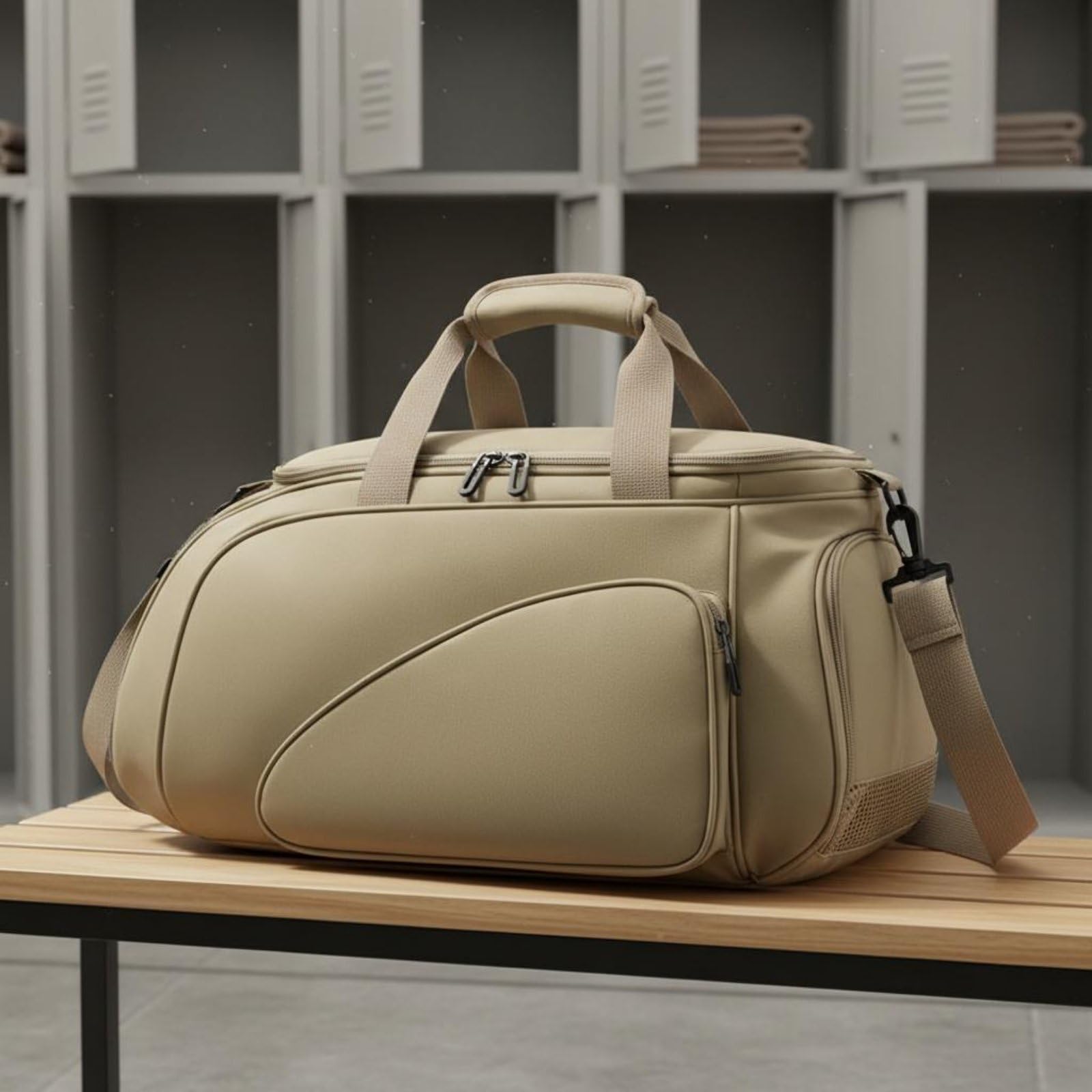 MagiDeal Borsa Sportiva Borsa Palestra Borsone Palestra Zaino a Tracolla Scomparto Principale 19L Tasca Laterale Scarpe Strato Umido Materiale Oxford Adatta, Dark Khaki