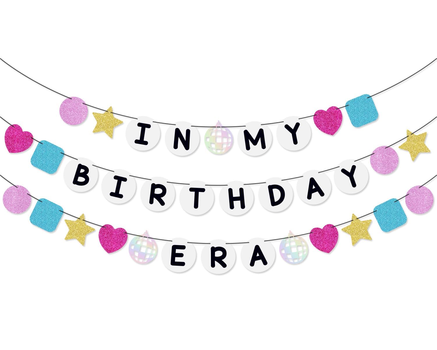 – In My Birthday Era Friendship Bracelet Banner - Colorful Glitter Banner for Singer Girls Women Birthday Party Decorations
