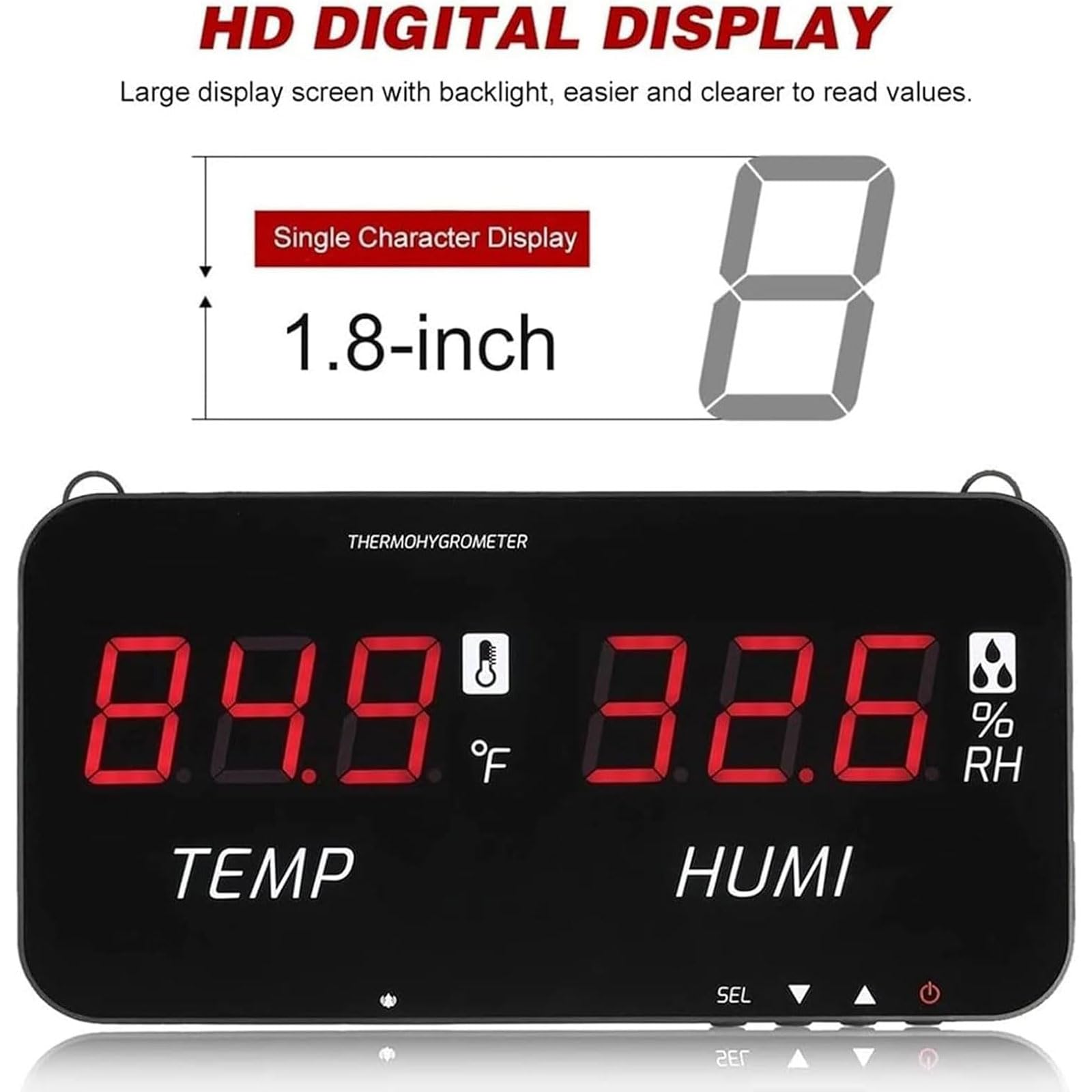 Industrielles Thermohygrometer, LCD-Digitalthermometer mit 5-m-Sensor, Bereich -20–80 °C, Alarmfunktion, für Fabrik, Labor, Zuhause, Büro