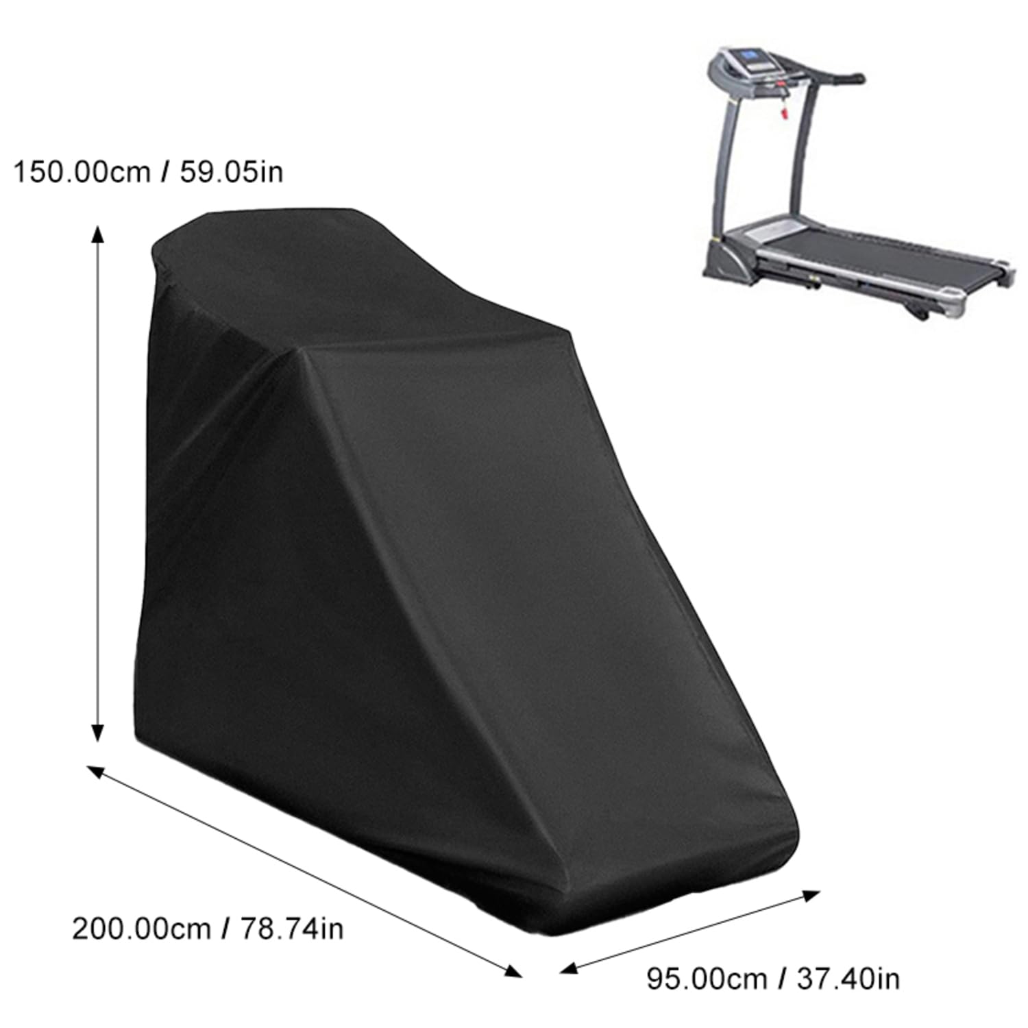 Copertura per tapis roulant, impermeabile, per tapis roulant, resistente tessuto Oxford 420D, nero, per interni ed esterni (tessuto Oxford 420D, nero, 200 x 95 x 150 cm)