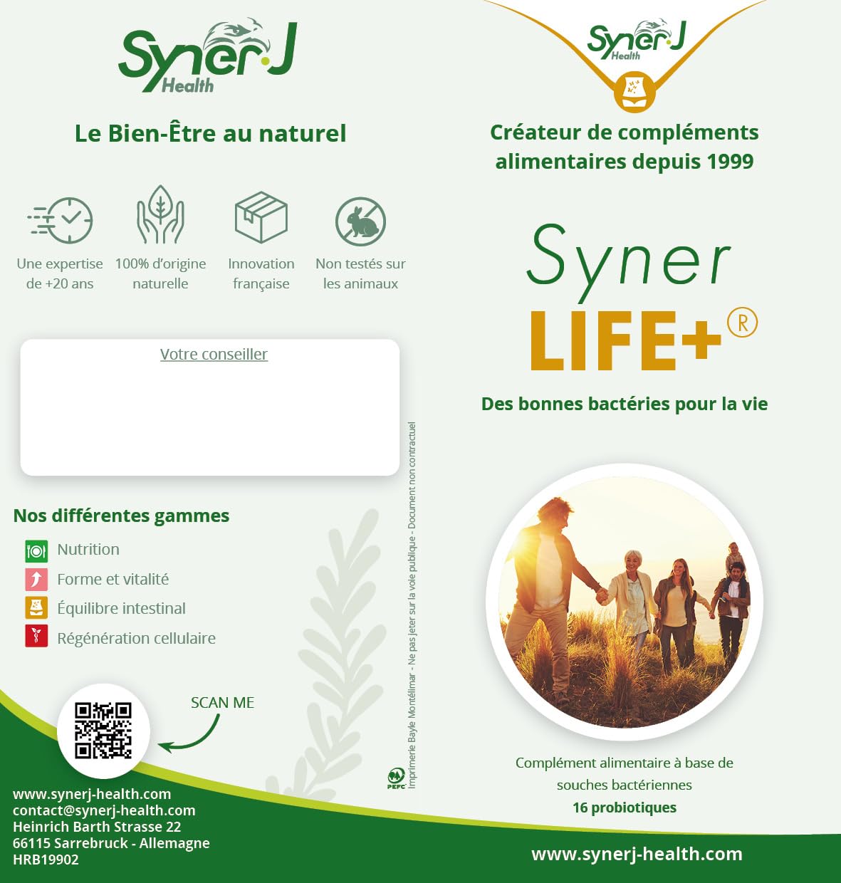 SynerLIFE+ | Probiotique Multi-Souches Naturel | 16 Souches Dont Lactobacillus Rhamnosus | 90 Gélules | 3 Mois | SynerJ Health