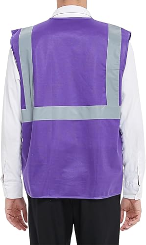 Miniatura 3 de GOGO Chaleco de seguridad de alta visibilidad de 5 bolsillos con tiras reflectantes, chaleco de uniforme de trabajo