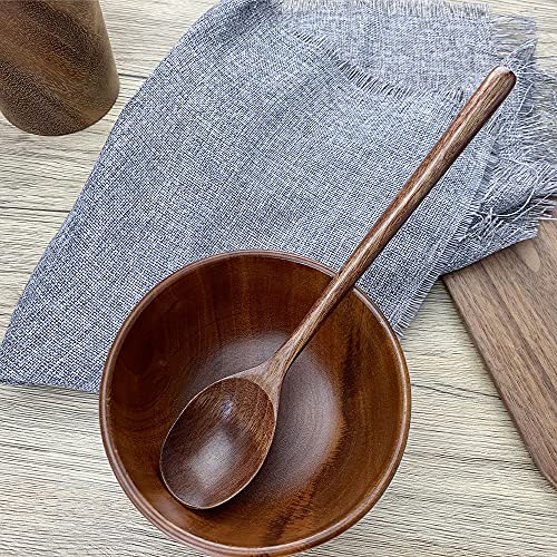 Image of Wooden Spoons for Eating, ADLORYEA 9 inch Small Wooden Soup Spoon Mixing Stirring Tasting, 6-Piece Dark Brown Wood Spoons for Soup and Korean Food, Eco Friendly Wooden Eating Utensils
