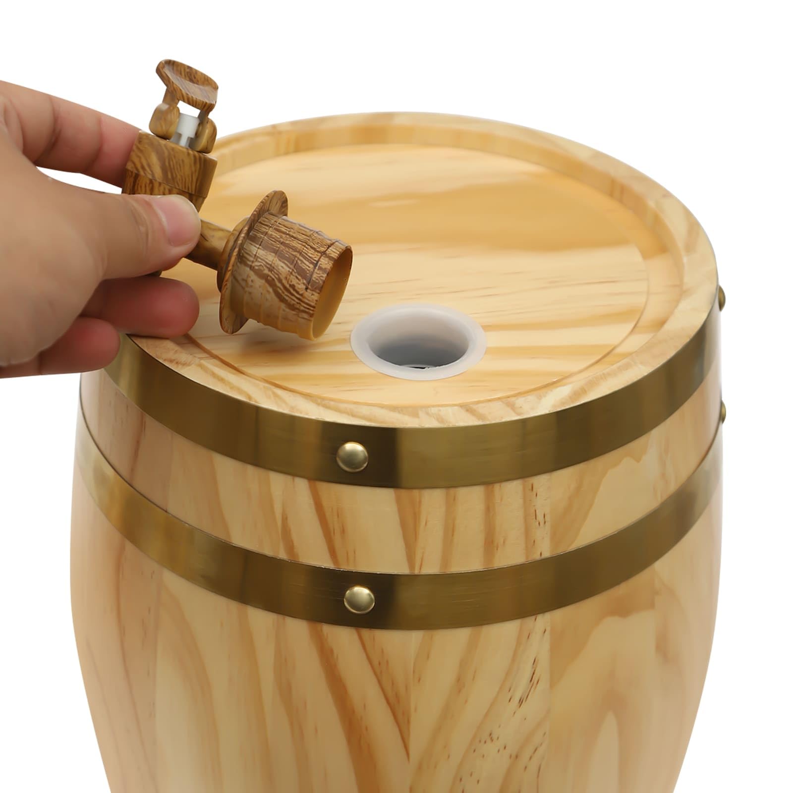 Tonneau en Bois de Pin 5L, Avec Support et Robinet, Pour Vin, Bière, Whisky, Rhum